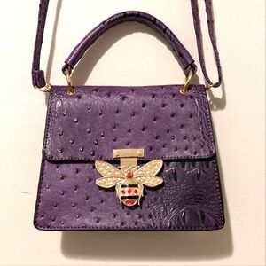 Mini Purple Handbag with Bee Accent